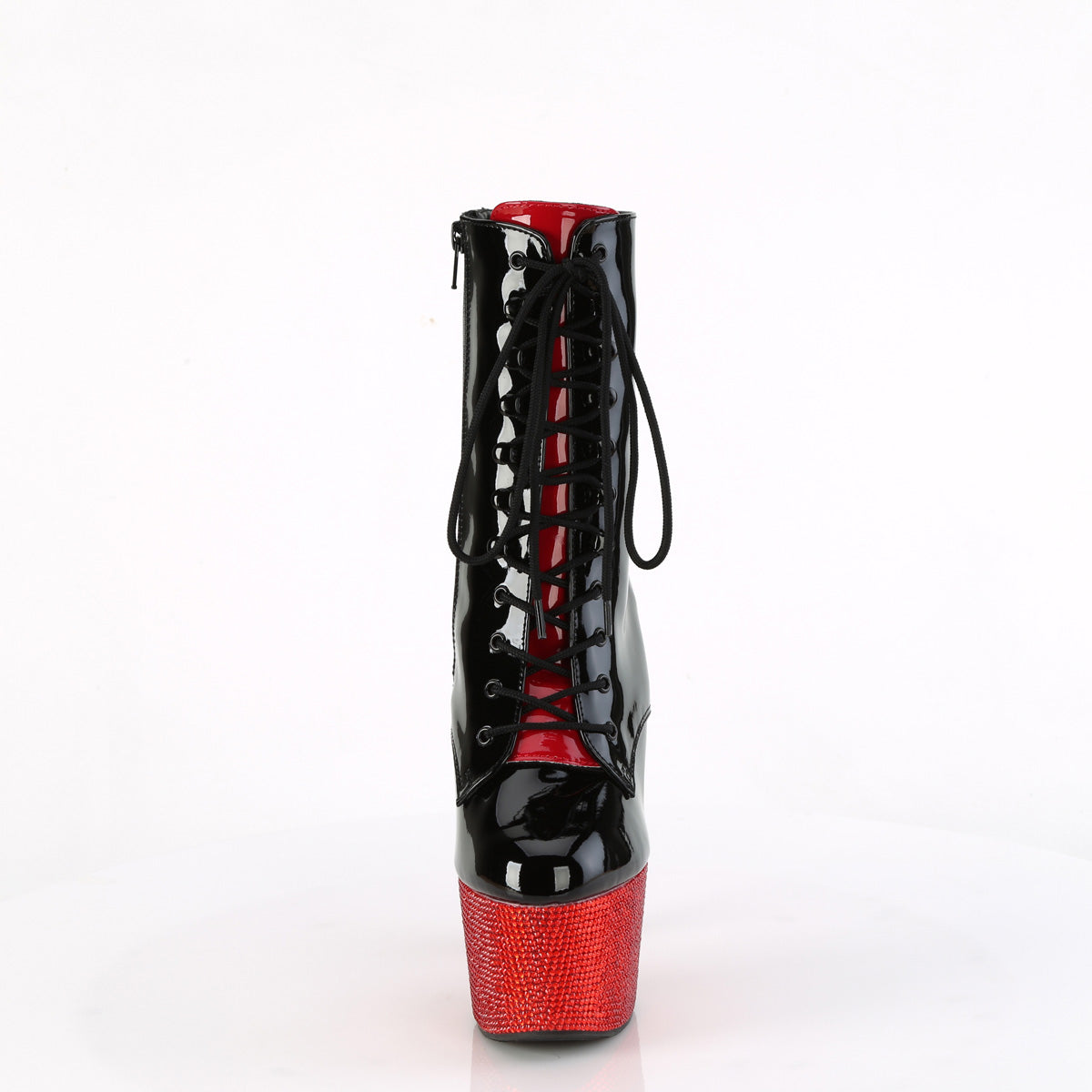 BEJEWELED-1020FH-7 Black Red Ankle Boots