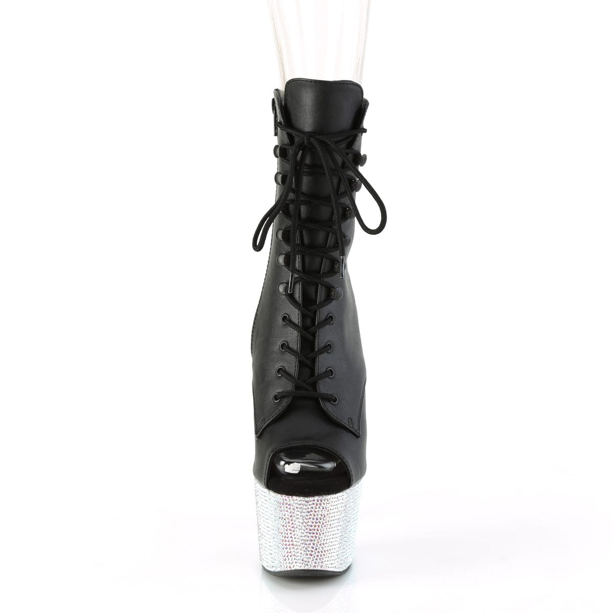 BEJEWELED-1021-7 Black Faux Leather/Silver AB Rhinestones Pleaser US Size (Women's): 5