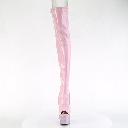 BEJEWELED-3011-7 Baby Pink Stretch Hologram Patent/Baby Pink AB Rhinestones