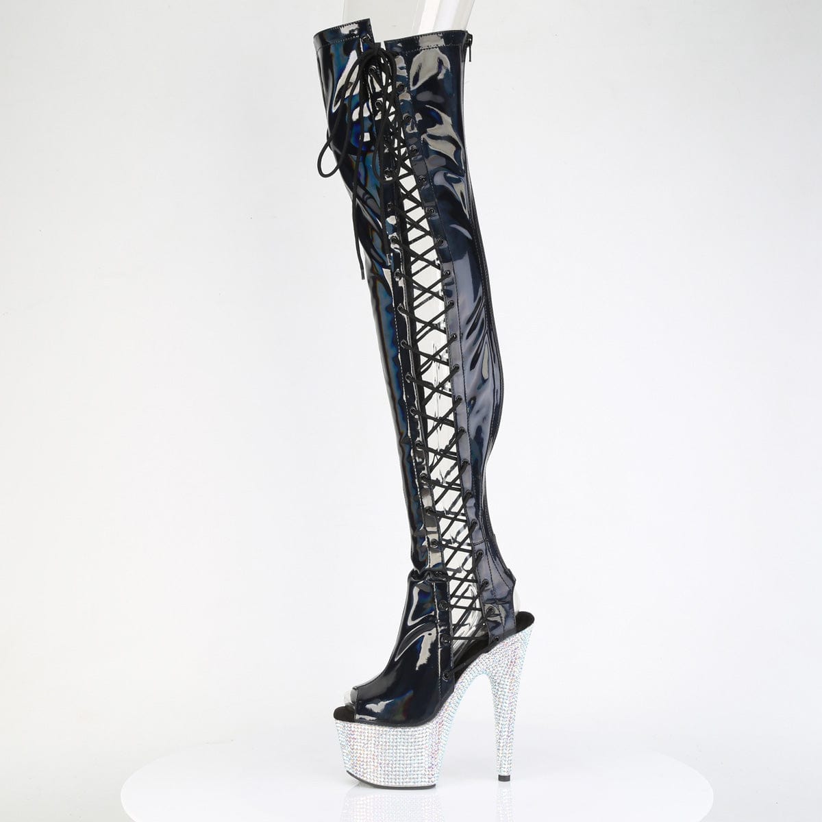 BEJEWELED-3052HG-7 Black Hologram Patent/Silver Multi Rhinestones Pleaser US Size (Women's): 5