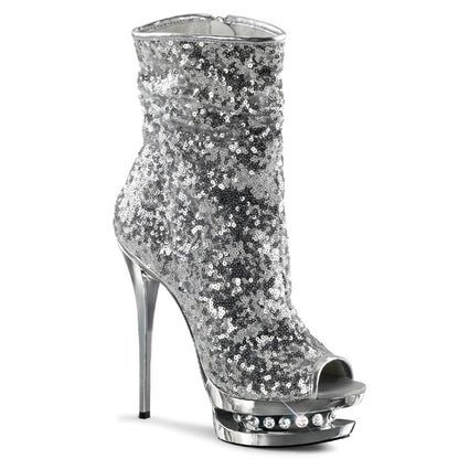BLONDIE-R-1008 Silver Sequins Ankle Boot