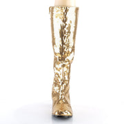 Bordello SPECTACUL-300SQ Knee High Boot (Gold Sequins)