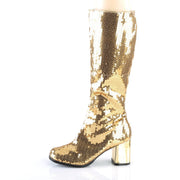 Bordello SPECTACUL-300SQ Knee High Boot (Gold Sequins)