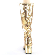 Bordello SPECTACUL-300SQ Knee High Boot (Gold Sequins)