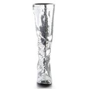 Bordello SPECTACUL-300SQ Knee High Boot (Silver Sequins)