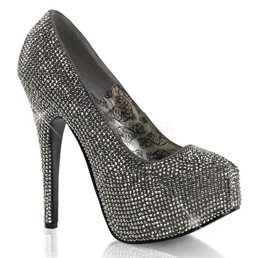 Bordello TEEZE-06R Pump (Gray Satin-Pewter Rhinestone)