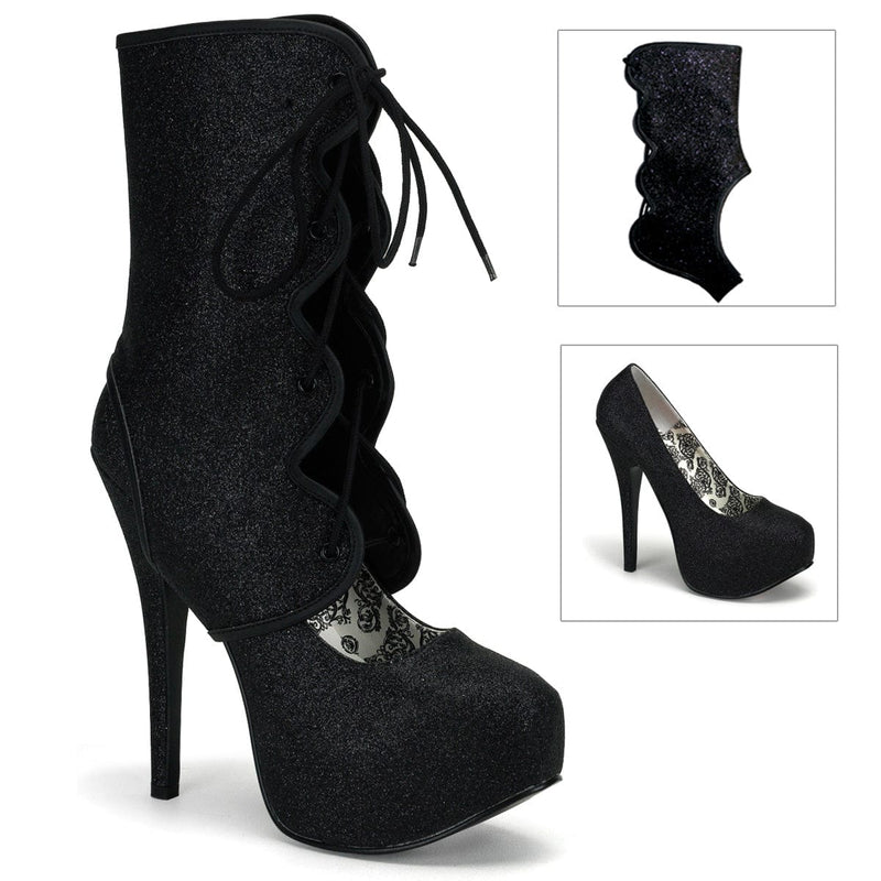 Bordello TEEZE-31G Pump (Black Mini Glitter)