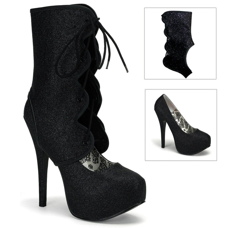 Bordello TEEZE-31G Pump (Black Mini Glitter)