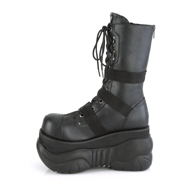 BOXER-230 Black Vegan Leather Mid-Calf Boot Demonia US Size (Unisex/Men's): 5