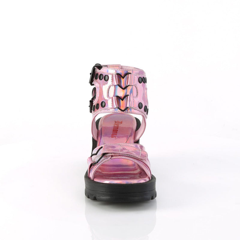 BRATTY-07 Pink Hologram Patent Demonia US Size (Women's): 6
