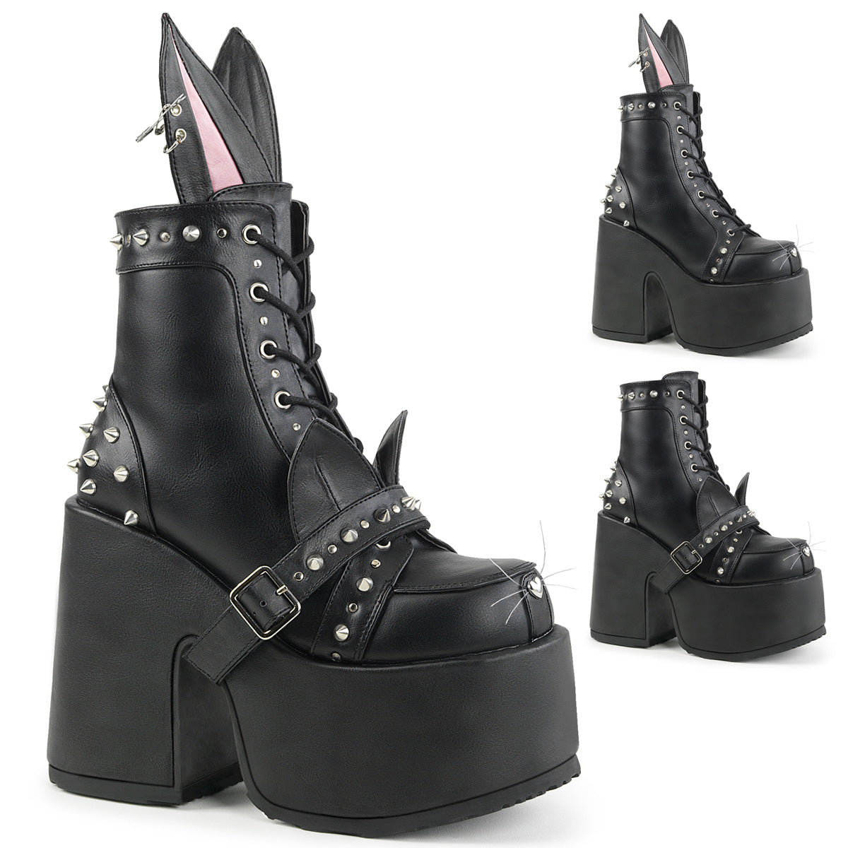 CAMEL-202 Black Vegan Leather Ankle Boot