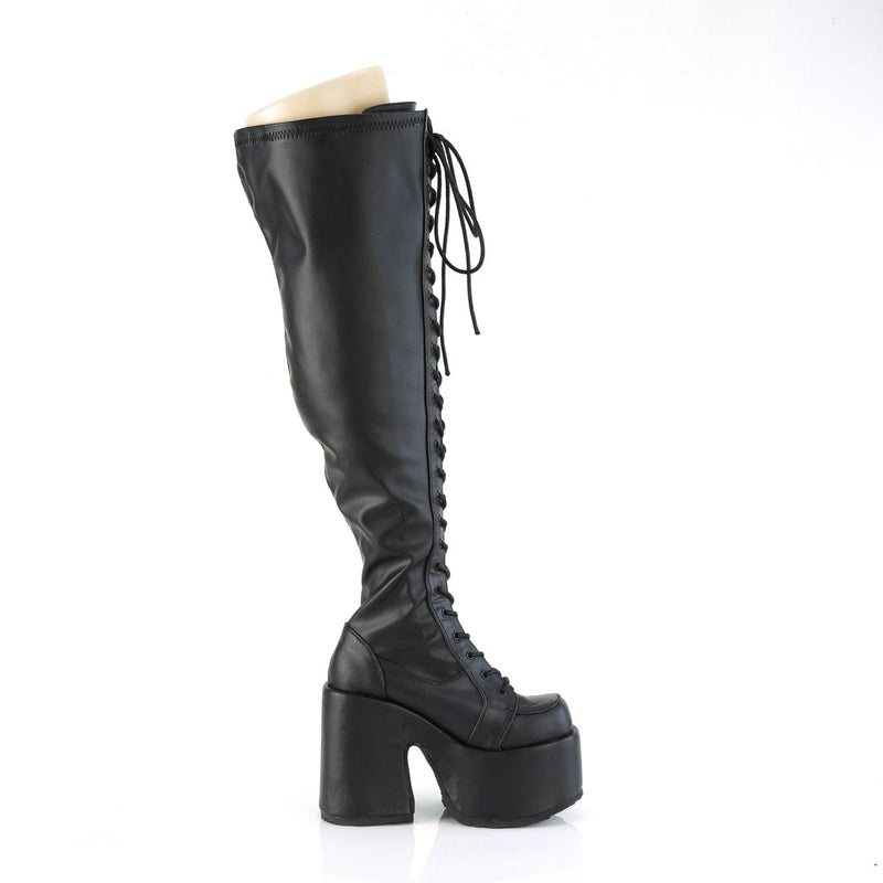 CAMEL-300WC Black Stretch Vegan Leather Demonia US Size (Women's): 6