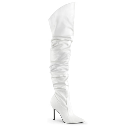CLASSIQUE-3011 White Faux Leather Thigh Boot