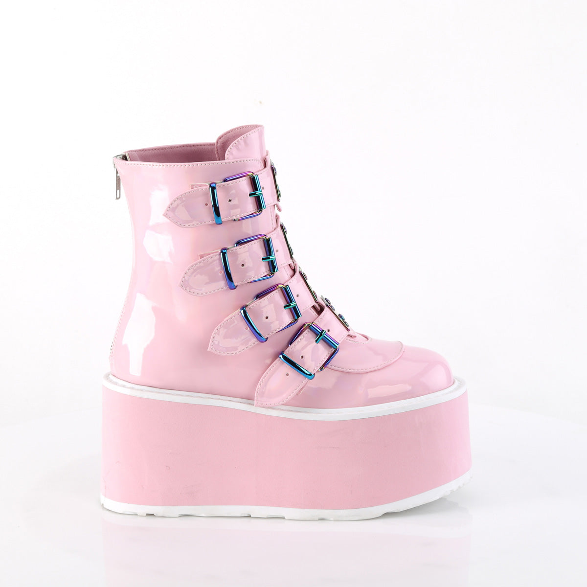 DAMNED-105 Baby Pink Holo Ankle Boots