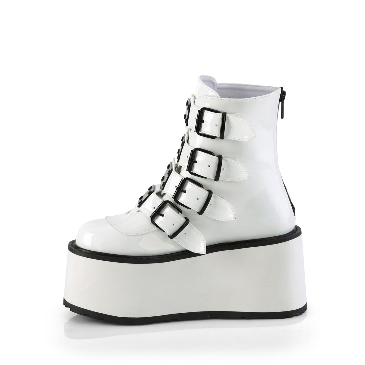 DAMNED-105 White Holo Ankle Boots