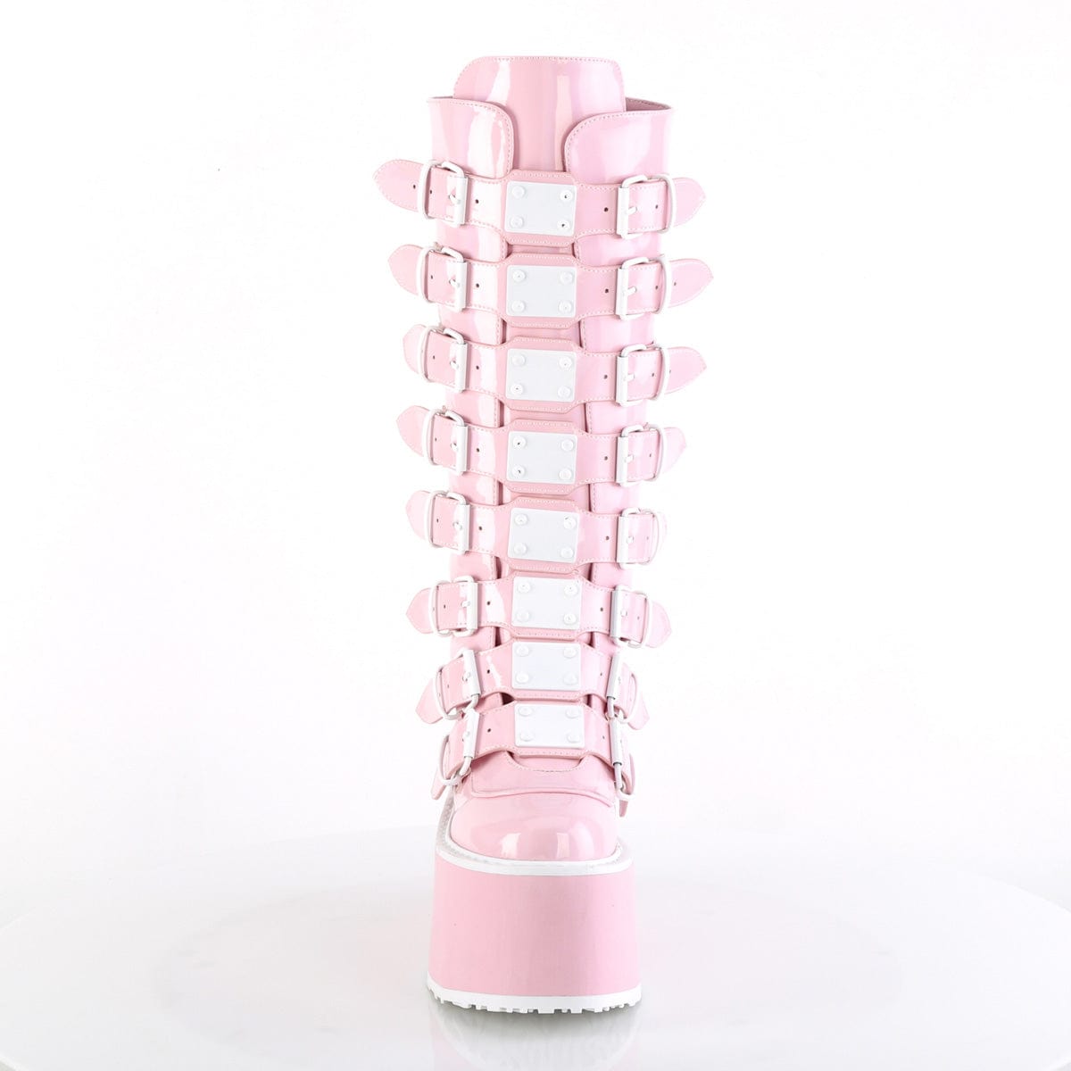 DAMNED-318 Baby Pink Hologram Patent Demonia US Size (Women's): 6
