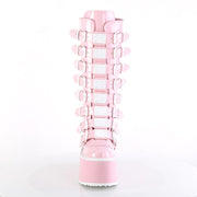 DAMNED-318 Baby Pink Hologram Patent Demonia US Size (Women's): 6
