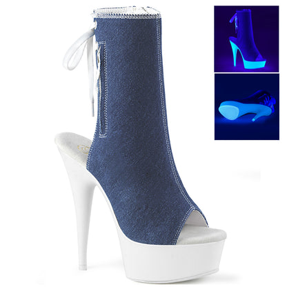 DELIGHT-1018SK Denim Blue Canvas/Neon White Ankle Boot