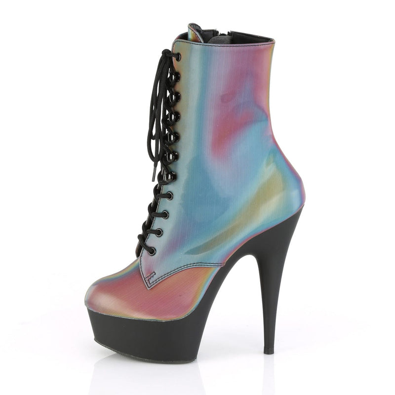 DELIGHT-1020REFL Rainbow Reflective/Black Matte Ankle Boot Pleaser US Size (Women's): 5