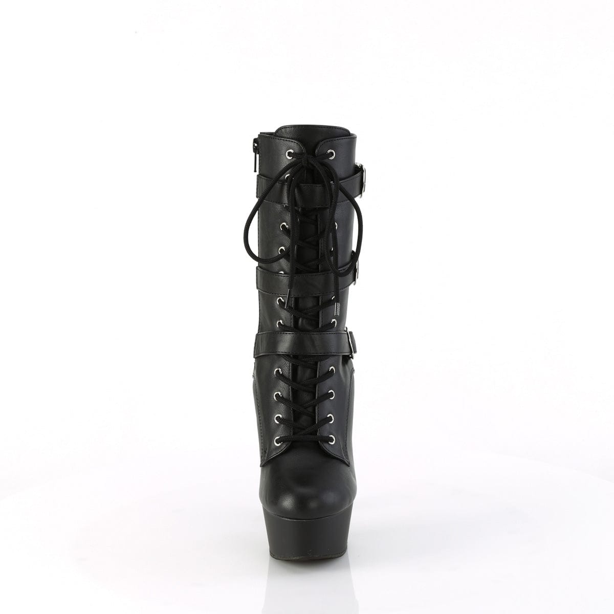 DELIGHT-1043 Black Faux Leather/Black Matte
