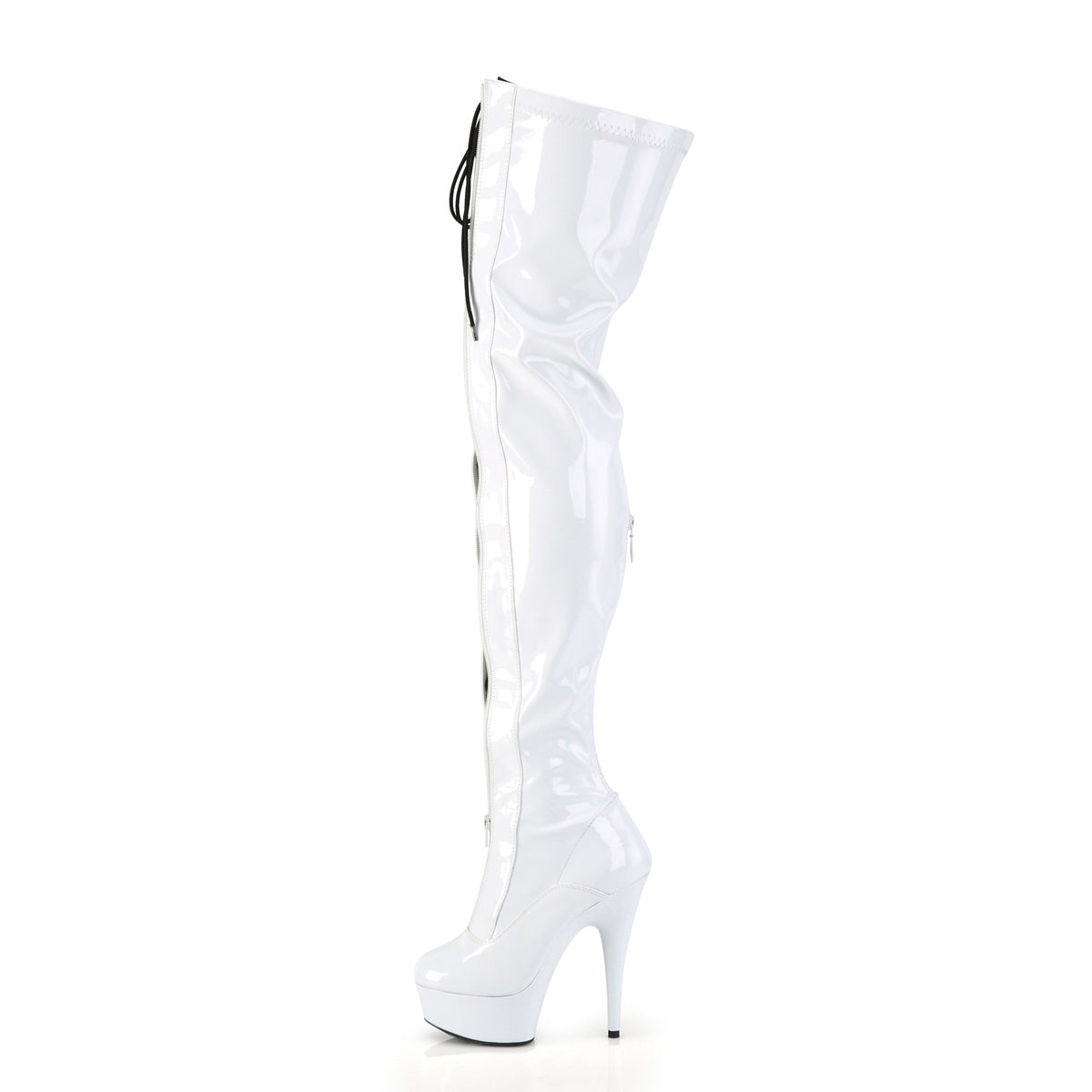 DELIGHT-3027 White-Black Thigh Boots
