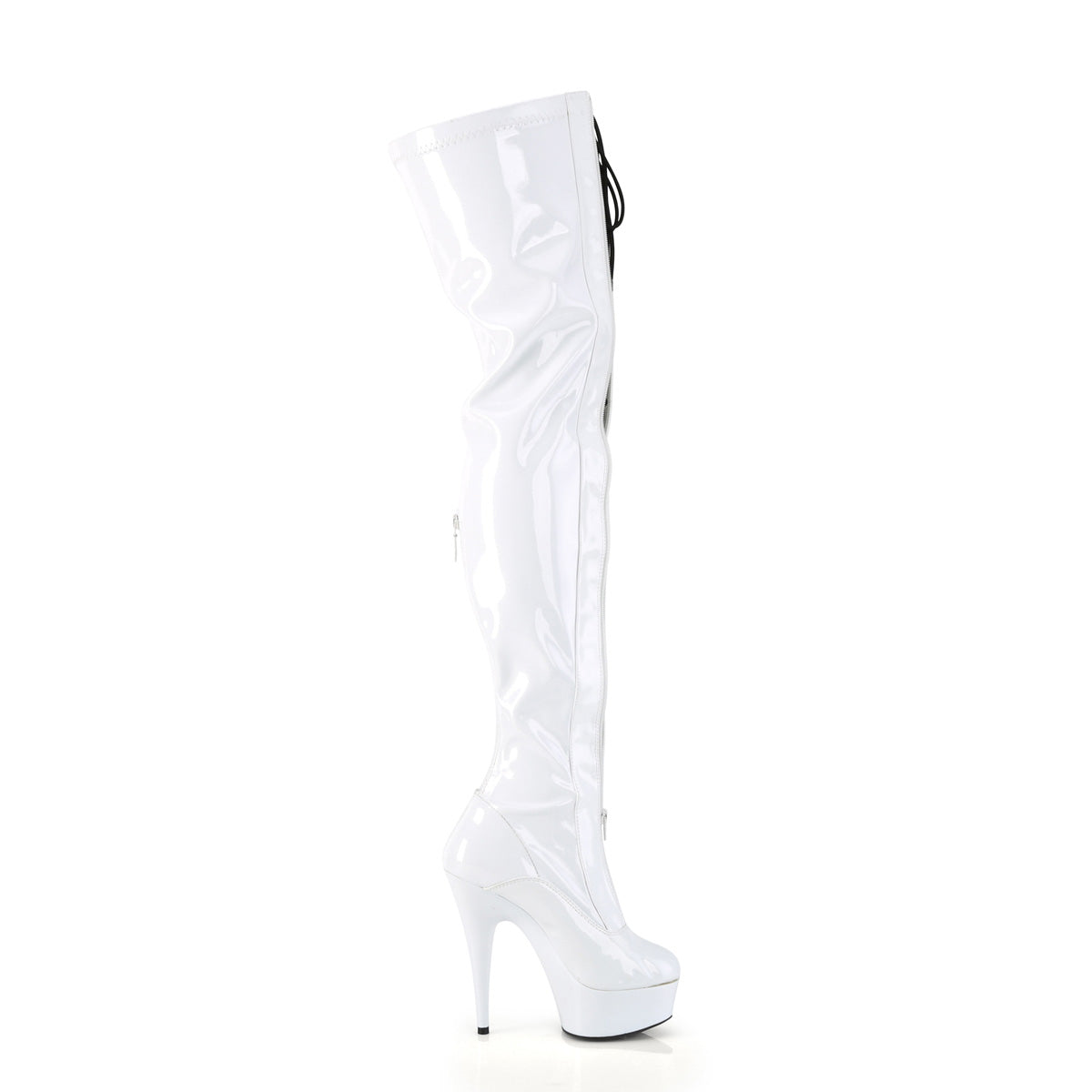 DELIGHT-3027 White-Black Thigh Boots
