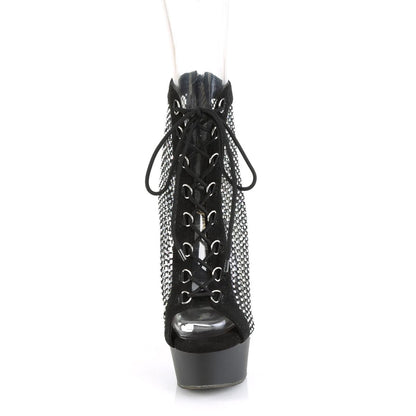 DELIGHT-600-33RM Black Faux Suede-Rhinestones Mesh/Black Matte