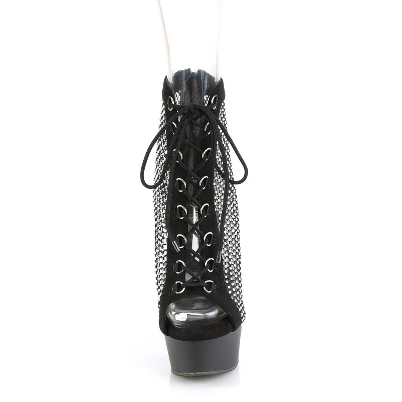 DELIGHT-600-33RM Black Faux Suede-Rhinestones Mesh/Black Matte Pleaser US Size (Women's): 5