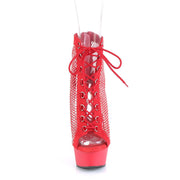 DELIGHT-600-33RM Red Faux Suede-Rhinestones Mesh/Red Matte Pleaser US Size (Women's): 5