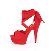 DELIGHT-679 Red Faux Suede/Red Faux Suede Platform Sandal Pleaser US Size (Women's): 5