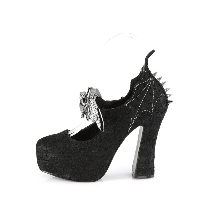 DEMON-18 Black Satin-Black Lace Mary Janes Demonia US Size (Women's): 6