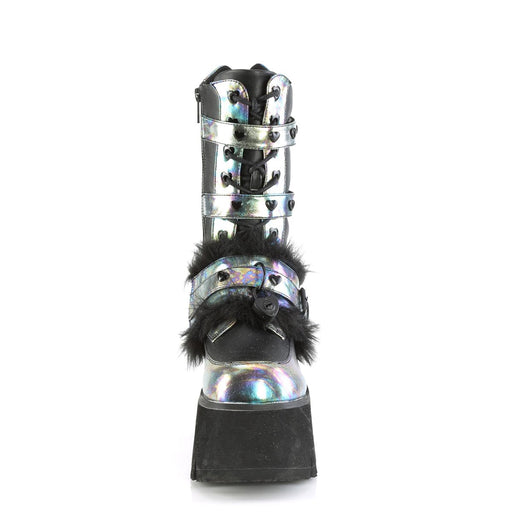 Demonia ASHES-120 Mid-Calf Boot (Black Vegan Leather Green Multi Oil)