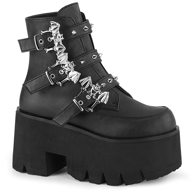 Demonia ASHES-55 Ankle Boot (Black Vegan Leather)