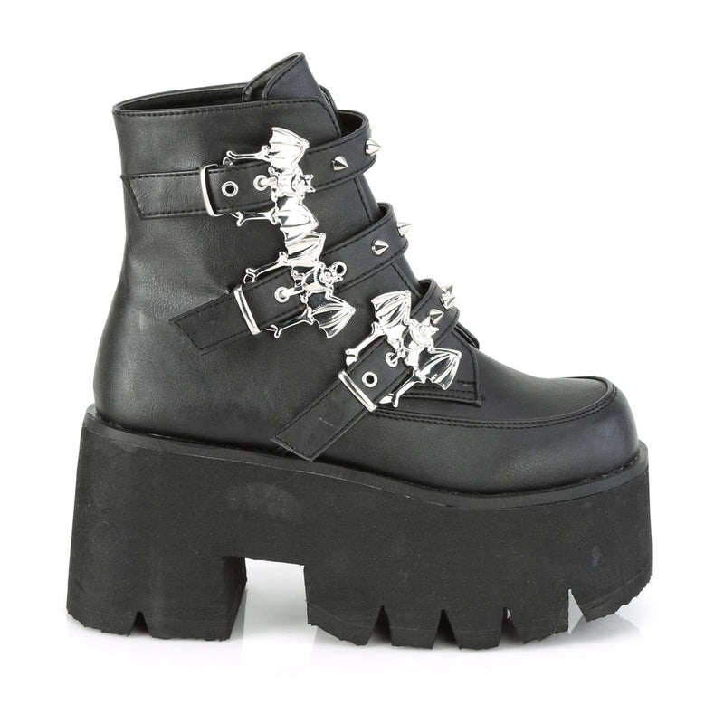 Demonia ASHES-55 Ankle Boot (Black Vegan Leather)