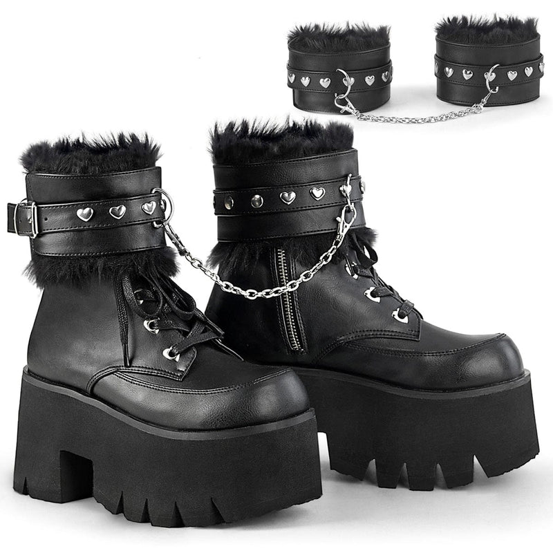 Demonia ASHES-57 Ankle Boot (Black Vegan Leather)
