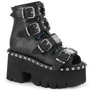 Demonia ASHES-70 Ankle Boot (Black Vegan Leather & Hologram)