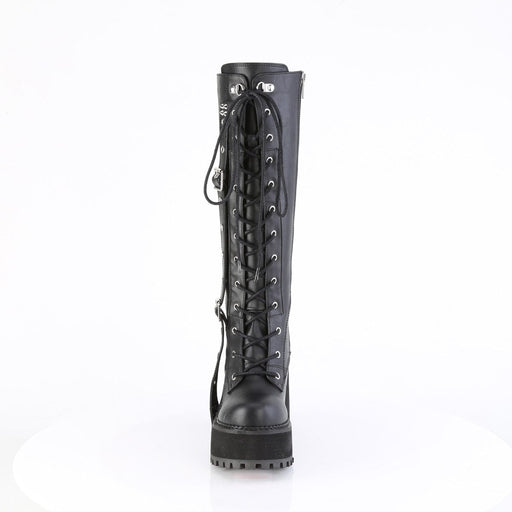 Demonia ASSAULT-218 Knee High Boot (Black Vegan Leather)