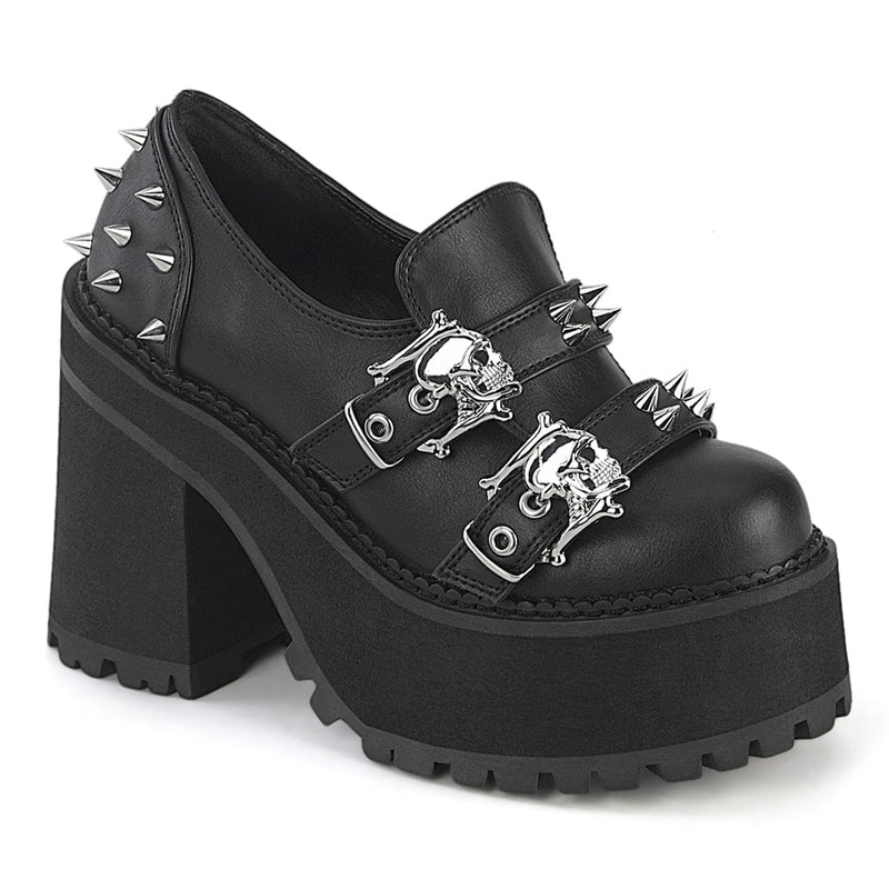 Demonia ASSAULT-38 Pump (Black Vegan Leather)
