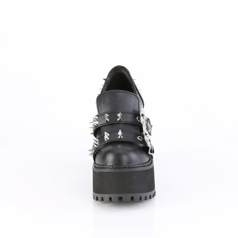 Demonia ASSAULT-38 Pump (Black Vegan Leather)
