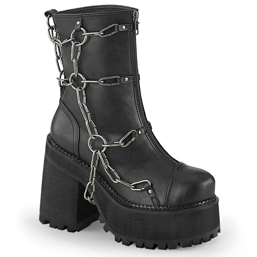 Demonia ASSAULT-66 Ankle Boot (Black Vegan Leather)