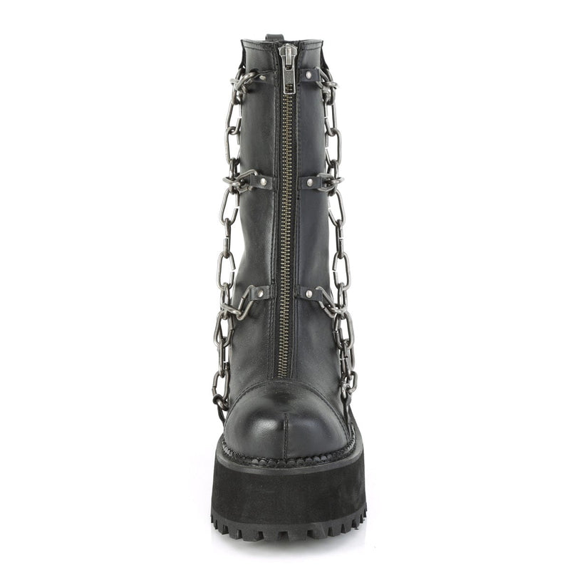 Demonia ASSAULT-66 Ankle Boot (Black Vegan Leather)
