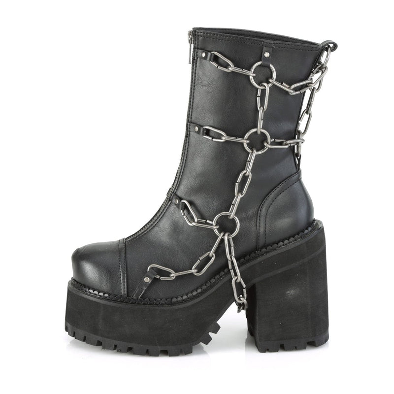 Demonia ASSAULT-66 Ankle Boot (Black Vegan Leather)