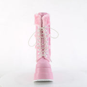 Demonia BEAR-202 Mid-Calf Boot (Baby Pink Vegan Leather)