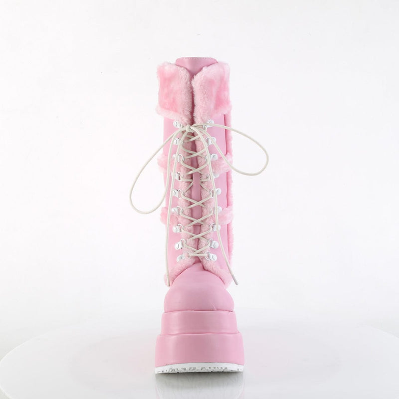 Demonia BEAR-202 Mid-Calf Boot (Baby Pink Vegan Leather)