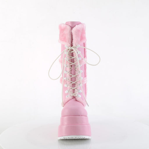 Demonia BEAR-202 Mid-Calf Boot (Baby Pink Vegan Leather)