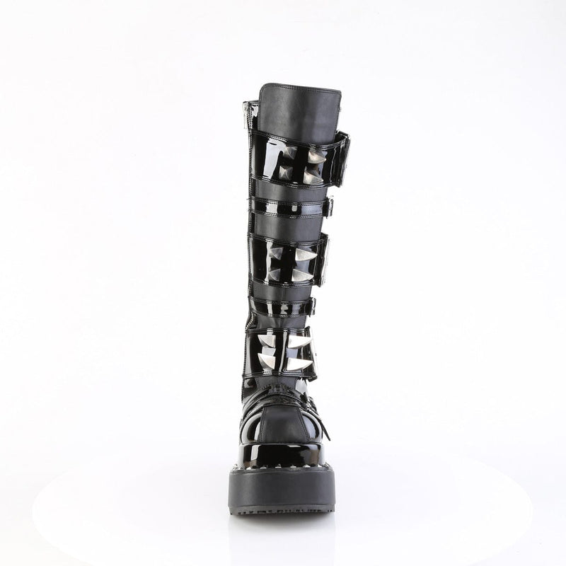 Demonia BEAR-215 Knee High Boot (Black Vegan Leather-Patent)