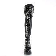Demonia BRATTY-304 Knee High Boot (Black Stretch Vegan Leather)