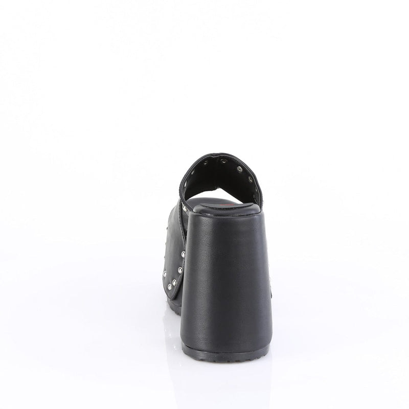 Demonia CAMEL-109 Slide (Black Vegan Leather)