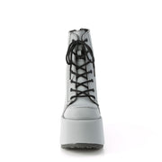 Demonia CAMEL-203 Ankle Boot (Grey Reflective Vegan Leather)