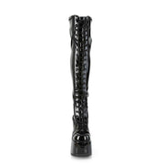 Demonia CAMEL-300 Thigh High Boot (Black Stretch Patent)